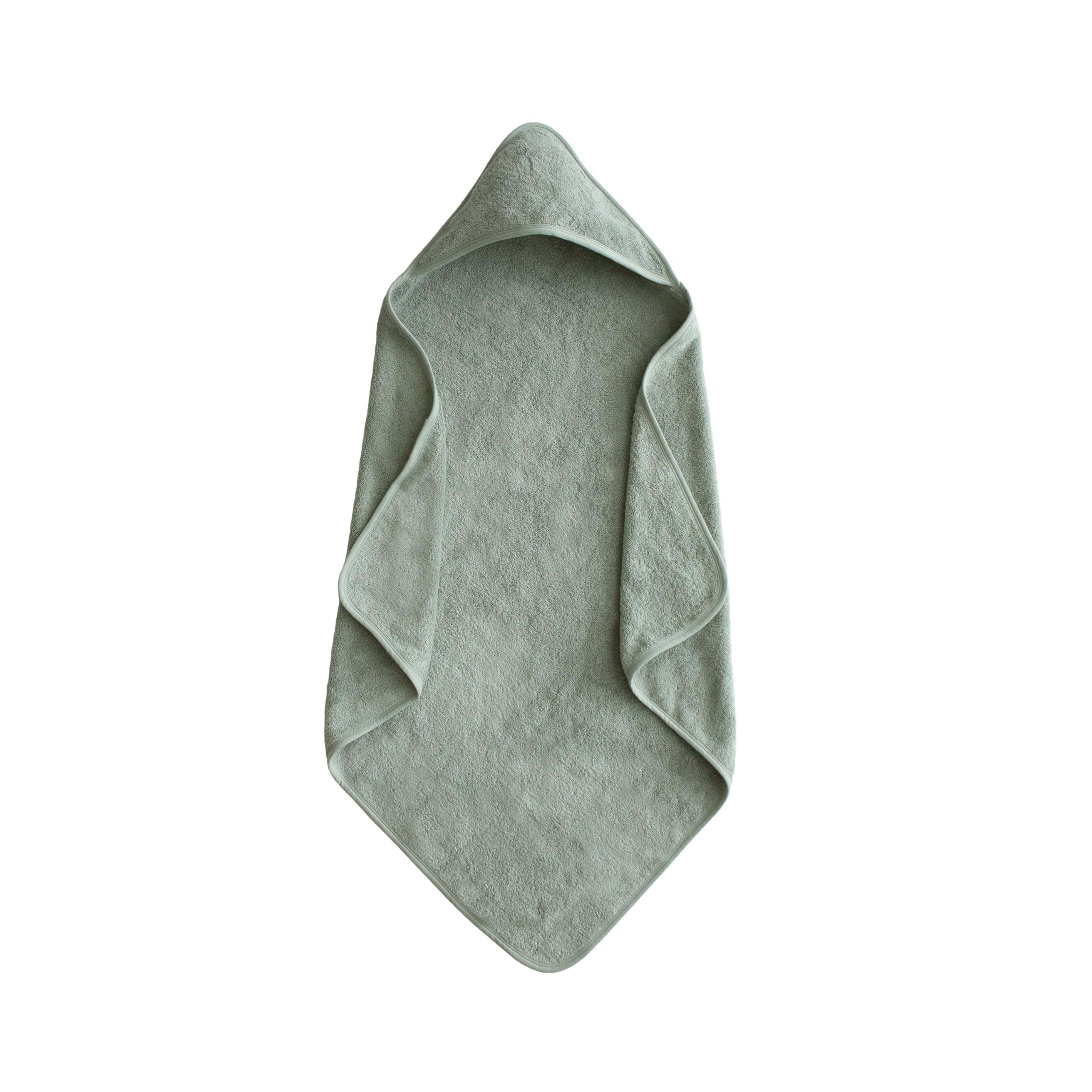 Mushie Baby Hooded Towel Moss soft fabric closeup for gentle drying
