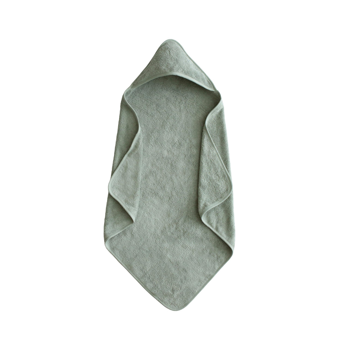 Mushie Baby Hooded Towel Moss soft fabric closeup for gentle drying