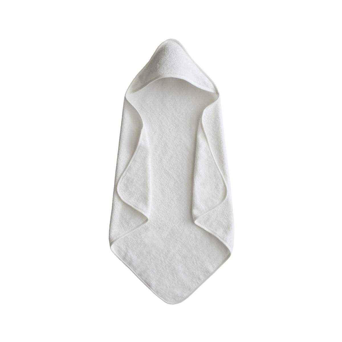 Mushie baby hooded towel pearl closeup fabric softness for gentle post-bath comfort.