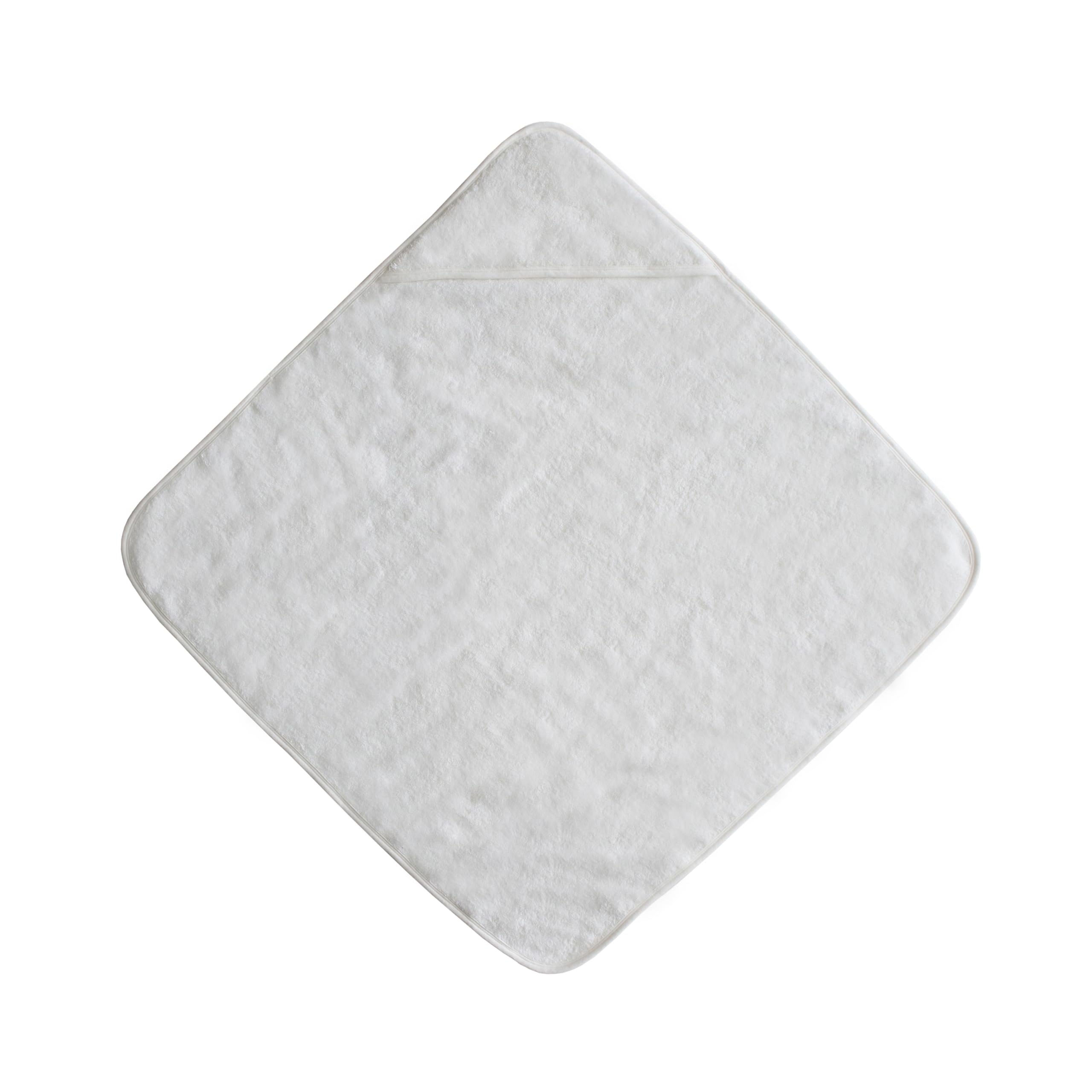 Mushie baby hooded towel pearl hood detail shown for cozy head-to-toe drying after bath.