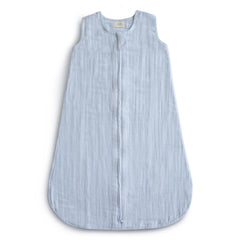 Mushie baby wearable blanket front view in baby blue promotes cozy, secure sleep