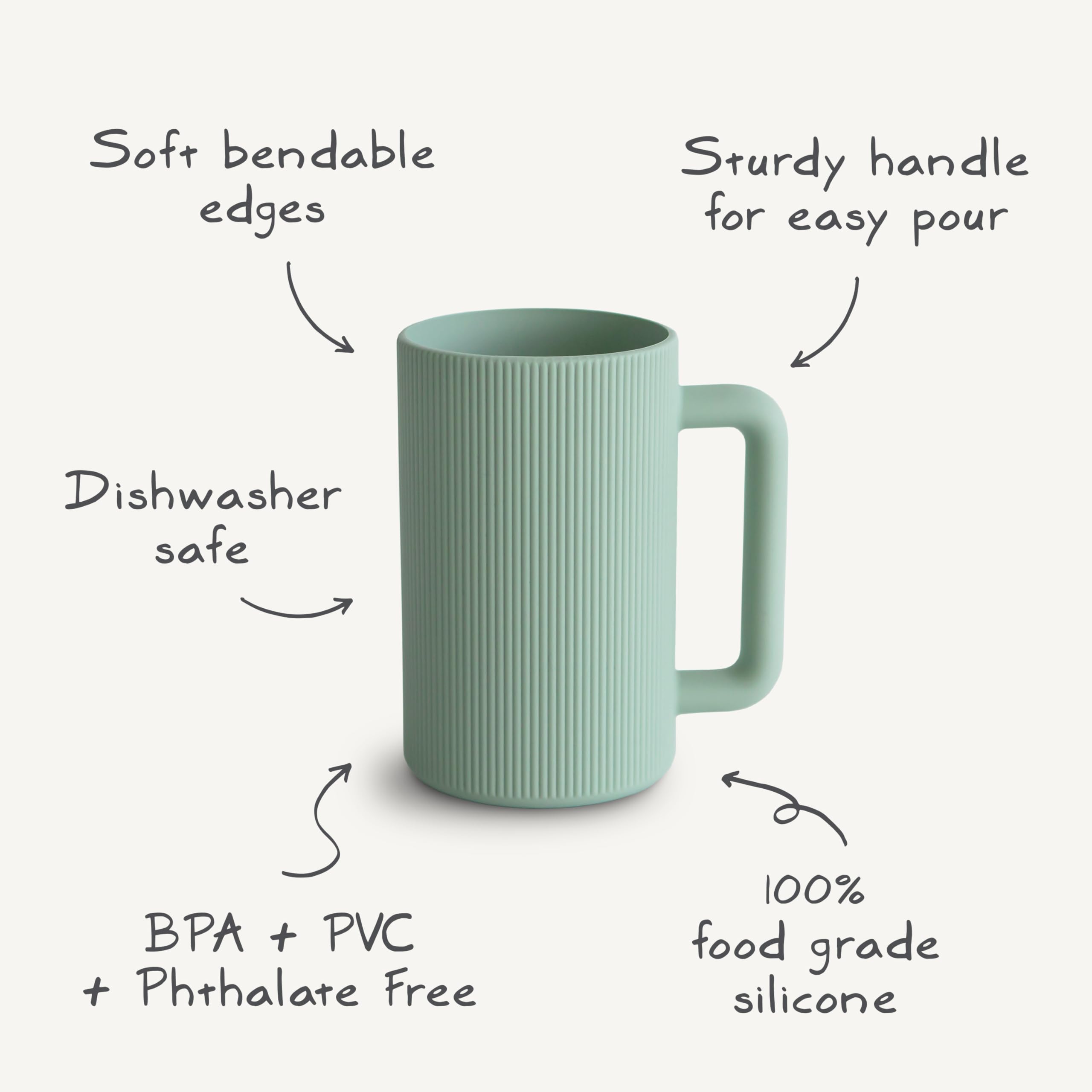 Mushie bath rinse cup features a textured exterior for a secure grip.