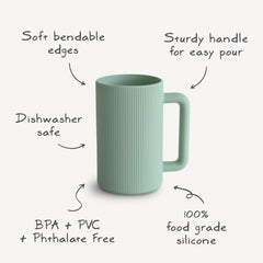 Mushie bath rinse cup features a textured exterior for a secure grip.