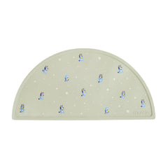 Mushie Bluey placemat closeup shows non-slip silicone for mess-free meals