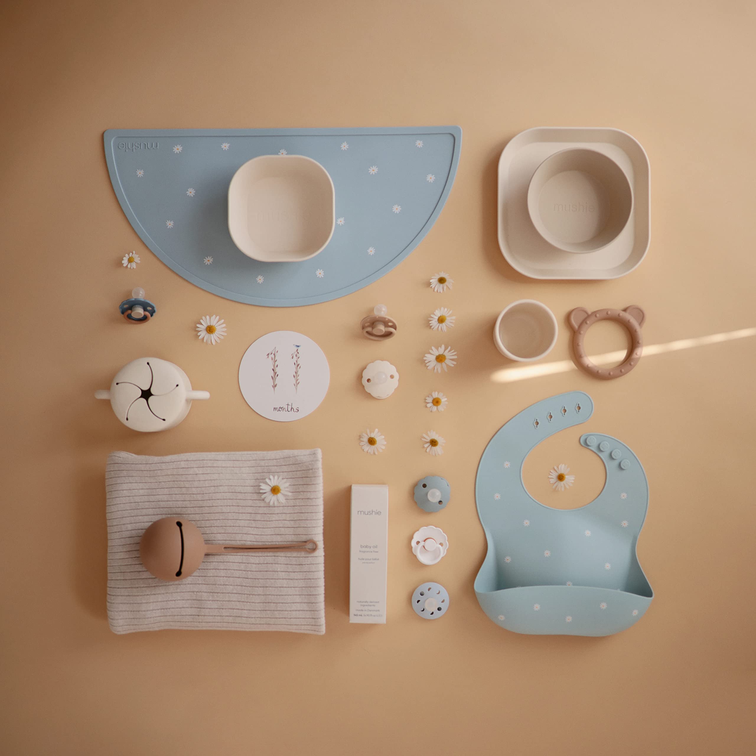 Mushie Swedish design aspect of the bib emphasizes timeless style