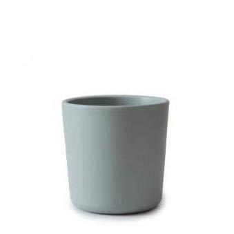 Mushie Sage cups on a rack demonstrate dishwasher-safe convenience.