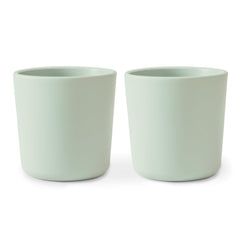 Mushie dinnerware cups for kids Sage side view shows easy-grip design.
