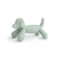 Mushie dog teether front view with easy-grip design for soothing tender gums