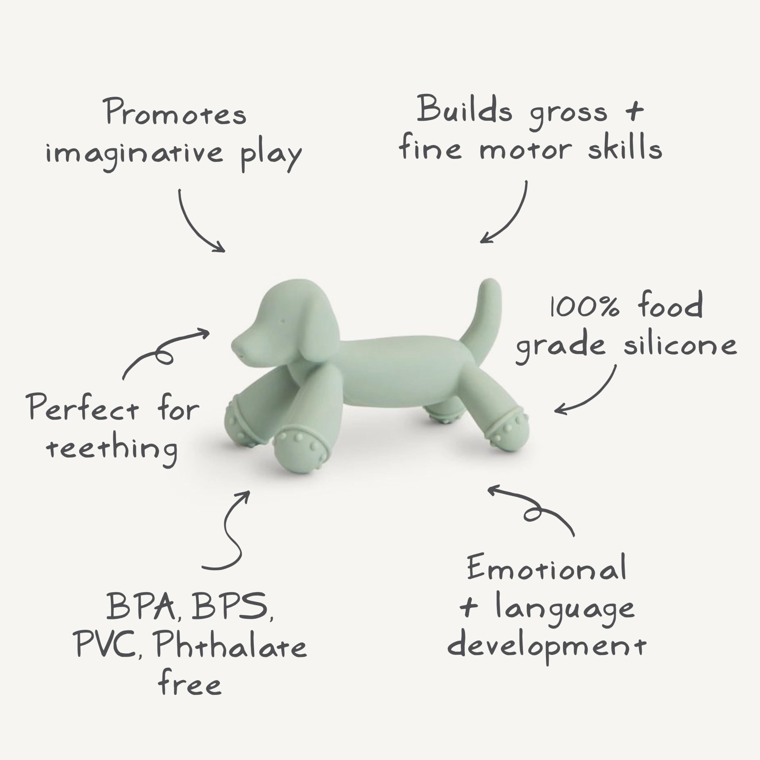 Mushie dog teether packaging display suggesting gift-ready option