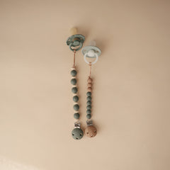 Mushie Eva pacifier clip beads two-color design adds style and reach