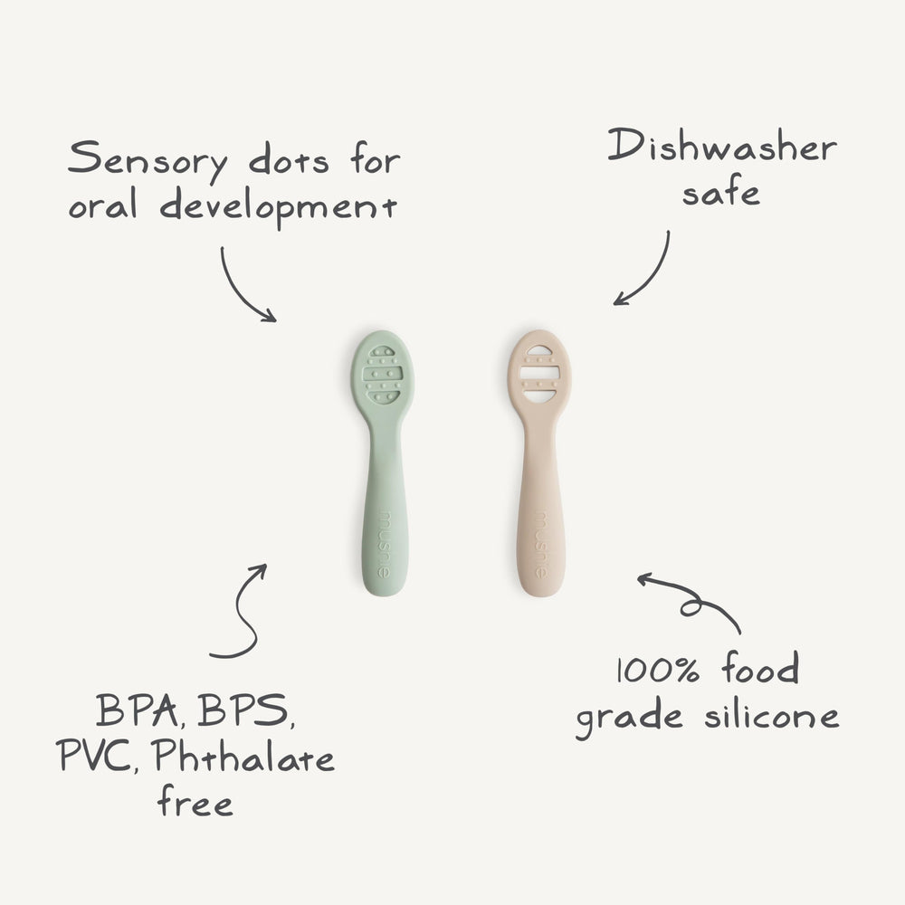 Mushie first-feeding spoons stage-2 for thicker textures