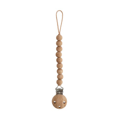 Mushie Hera pacifier clip with soft-color silicone beads for on-the-go use.