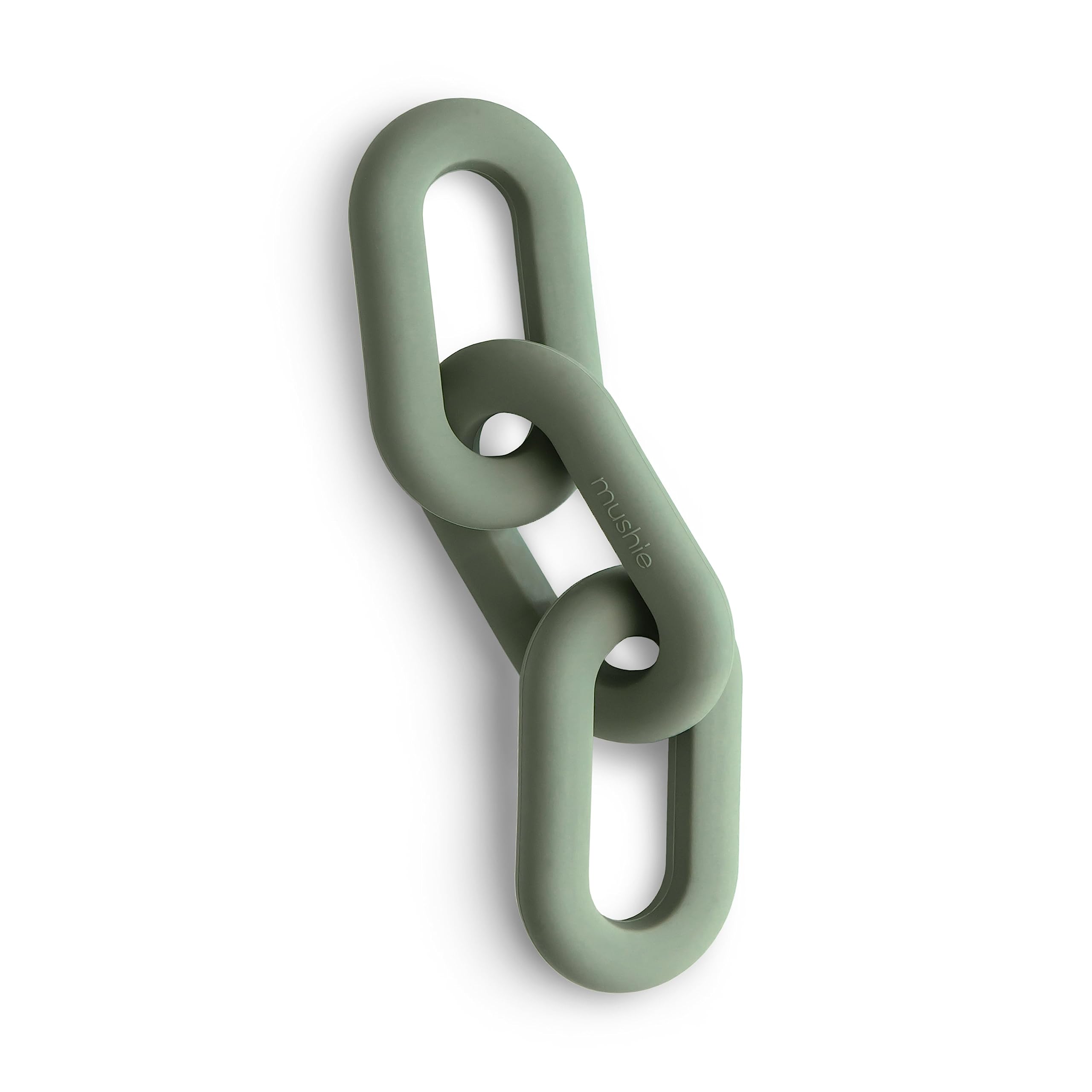 Mushie Links Teether in Dried Thyme front view for soothing teething comfort.