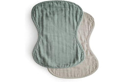 Mushie Muslin Burp Cloths in Fog folded with airy weave.