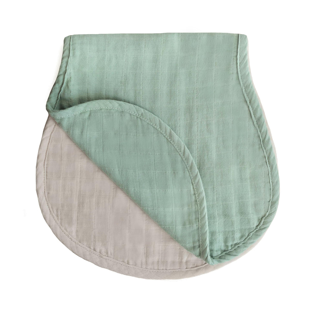 Mushie Muslin Burp Cloths in Roman Green folded, soft and breathable for daily use.