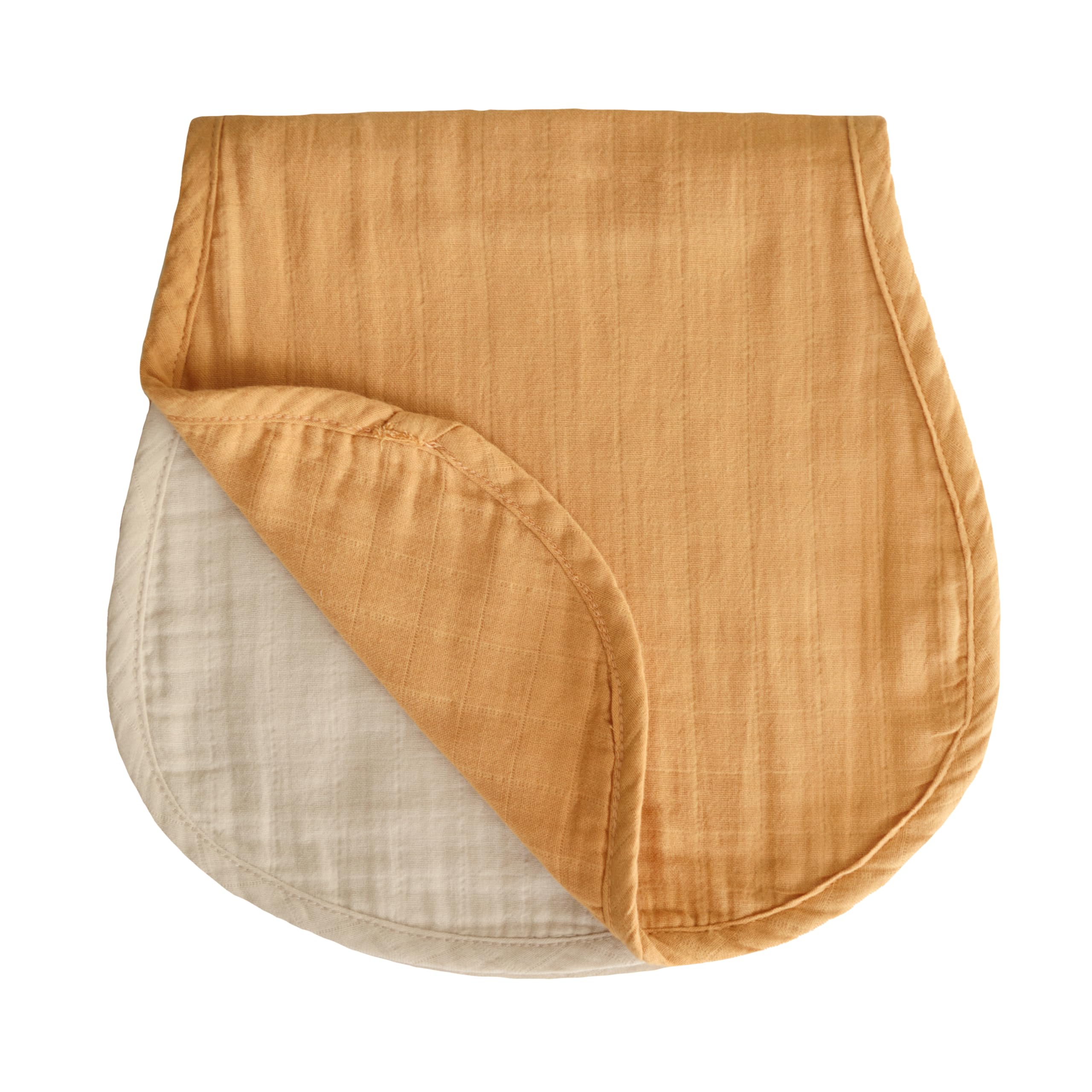 Mushie muslin burp cloths Fall Yellow/Fog folded display soft absorbent fabric