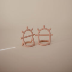 mushie No-Drop teether blush soft silicone supports safe chewing