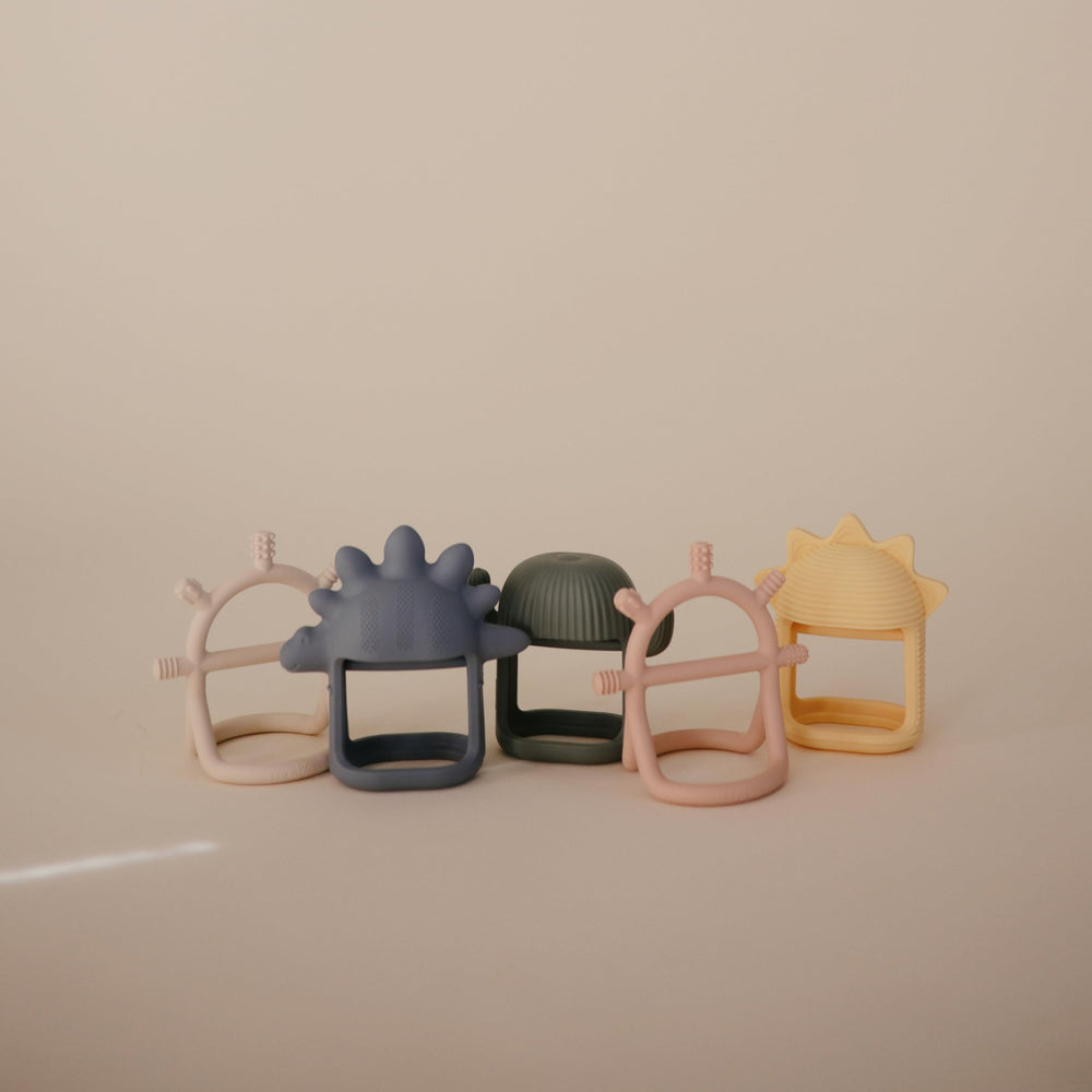 mushie No-Drop teether blush easy cleaning with warm soapy water