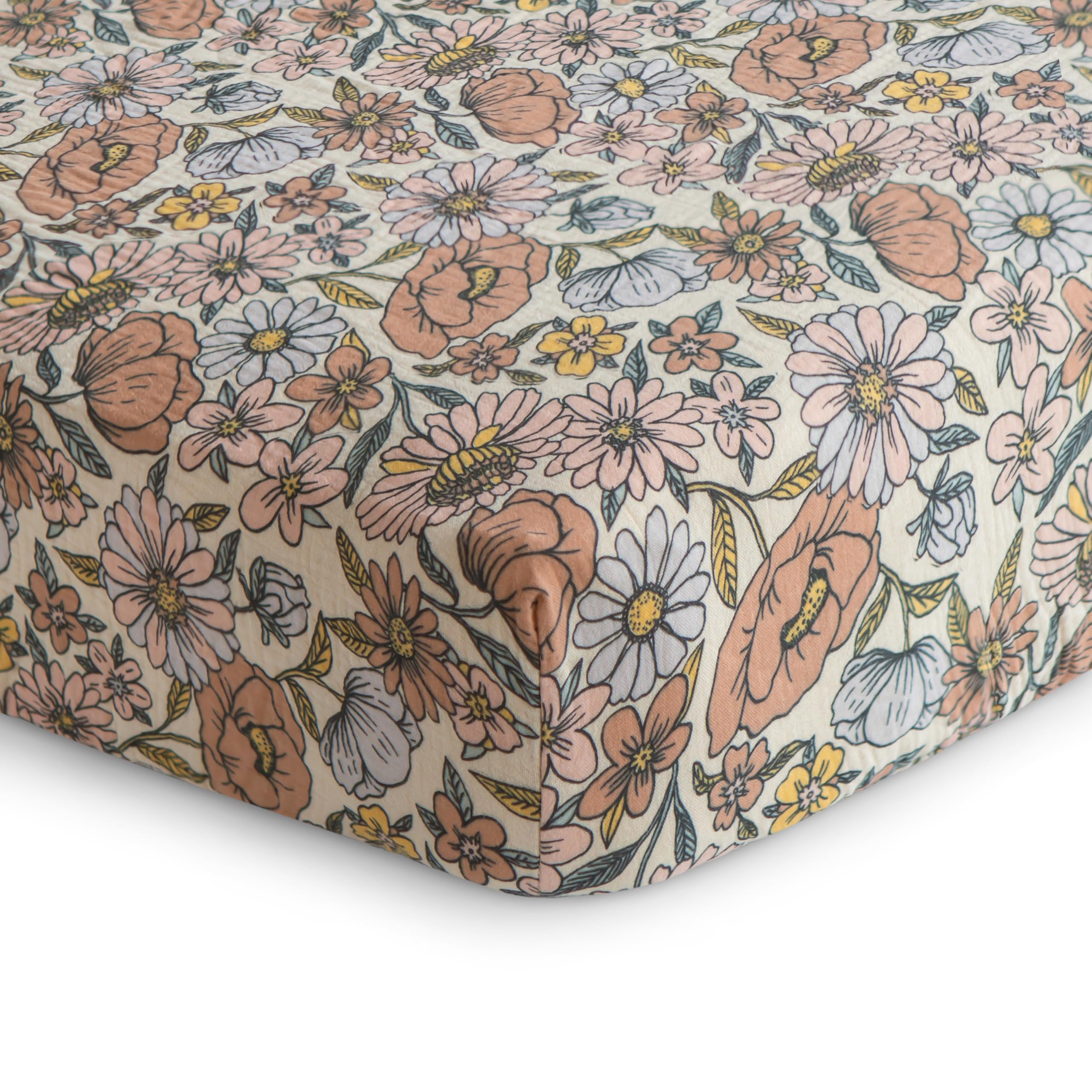 Mushie pre-washed muslin crib sheet ready for immediate use