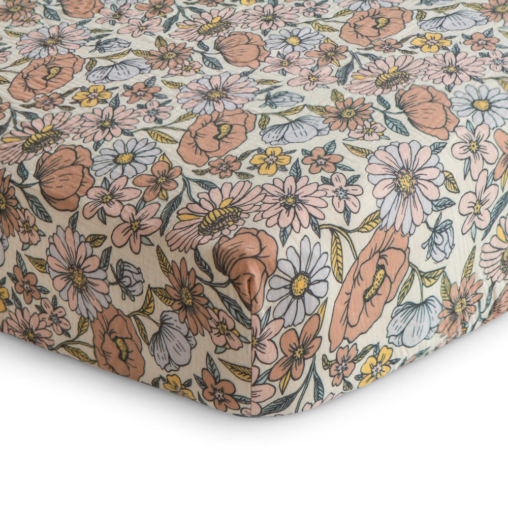 Mushie pre-washed muslin crib sheet ready for immediate use