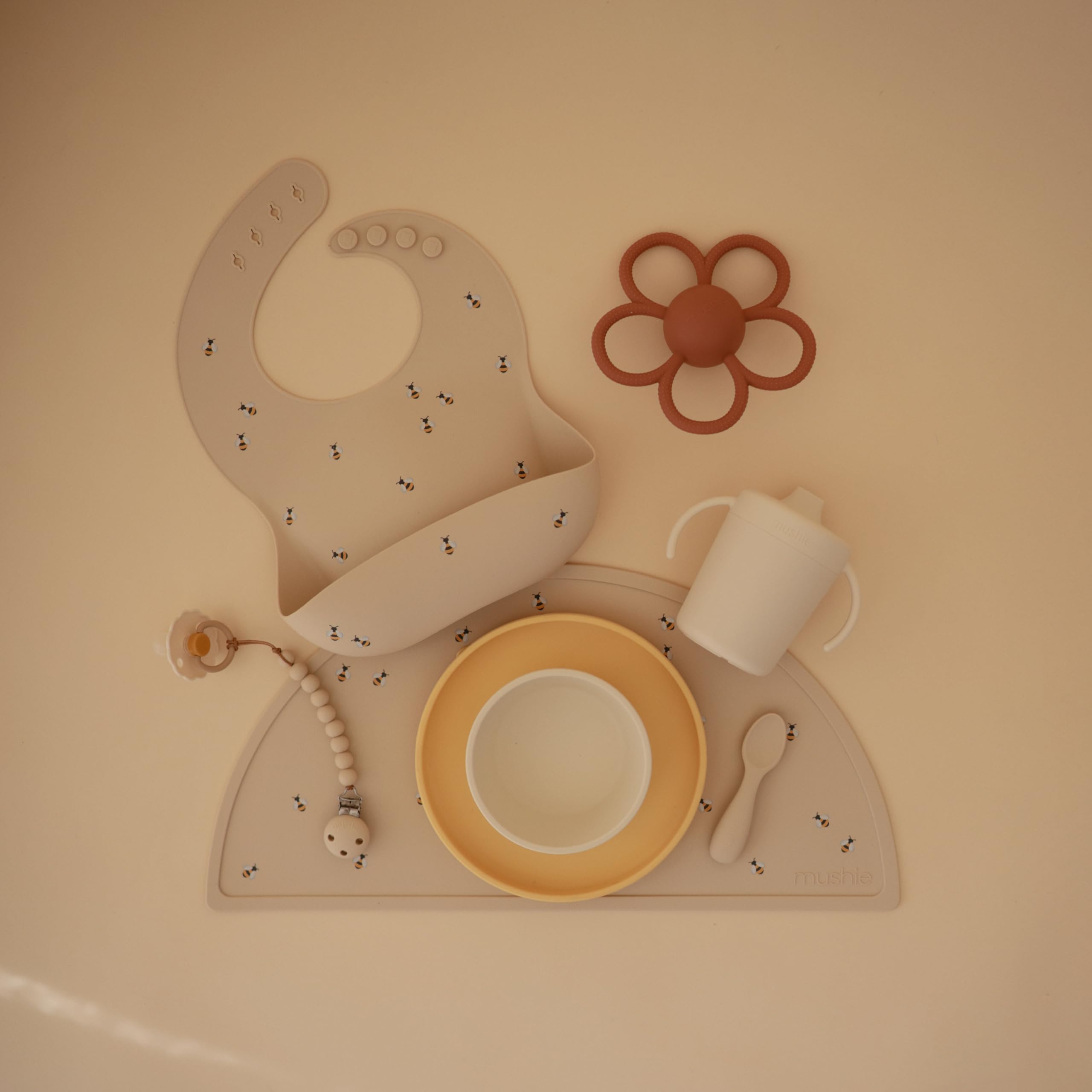 Mushie silicone is food-grade and BPA-free for safe snacking and feeding