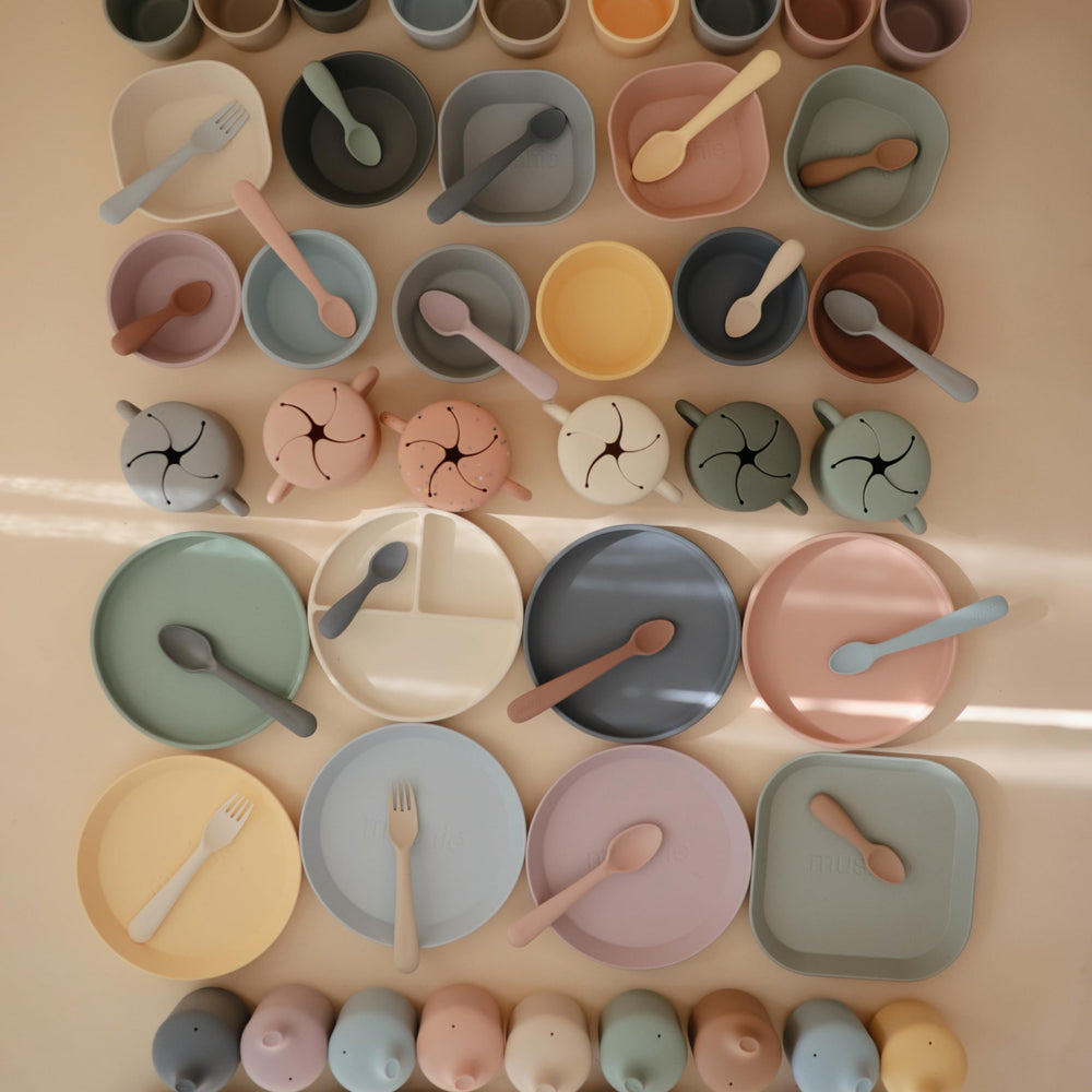 Mushie silicone spoon is durable and easy to clean after meals.