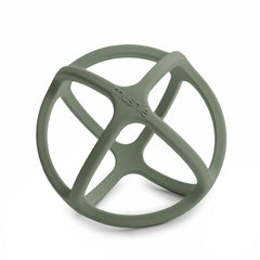 Mushie silicone baby teether ball dried thyme angle view promotes soothing gums