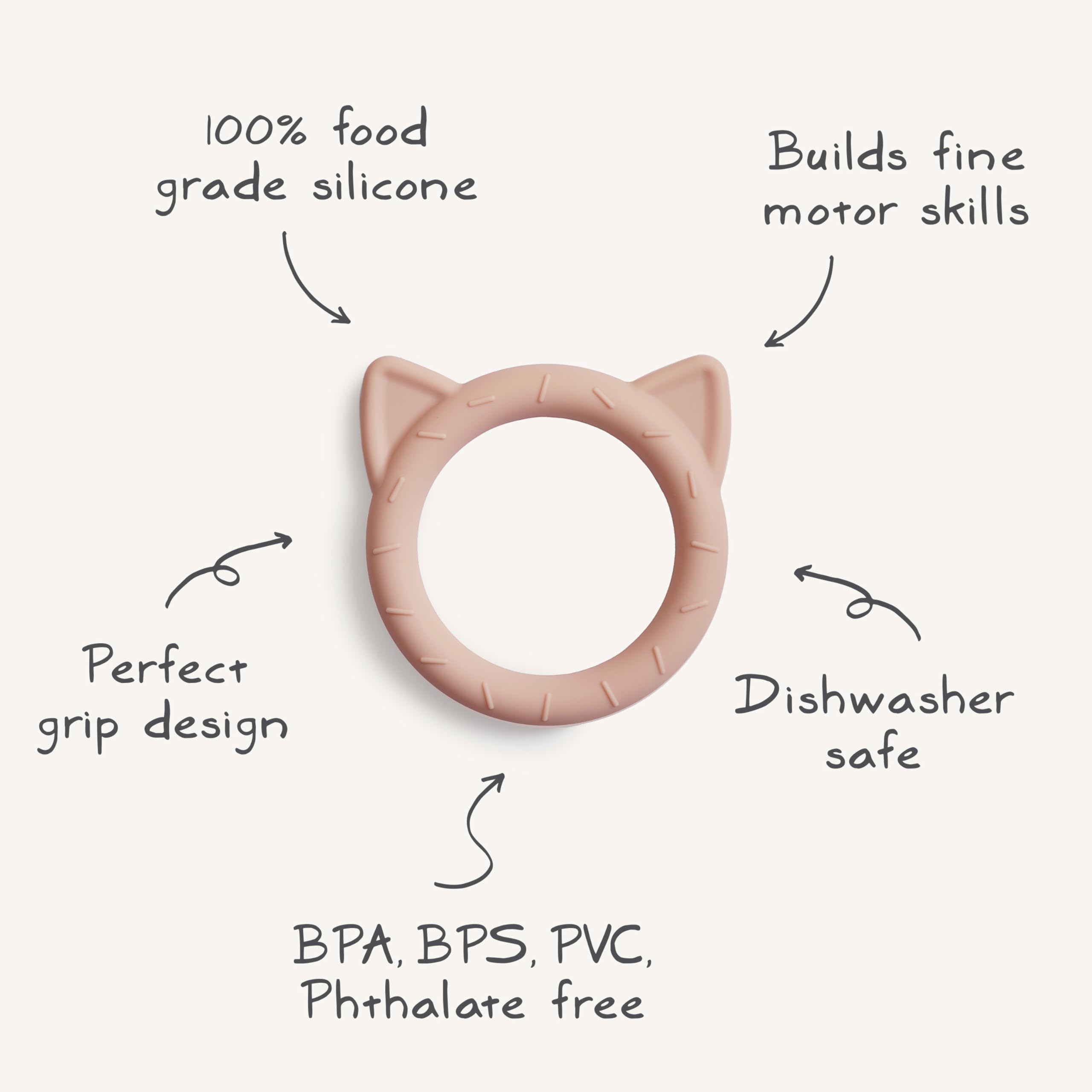 mushie cat stone teether safe materials emphasizes non-toxic silicone for babies