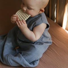 Mushie Rainbow Shifting Sand teether texture for gentle chewing