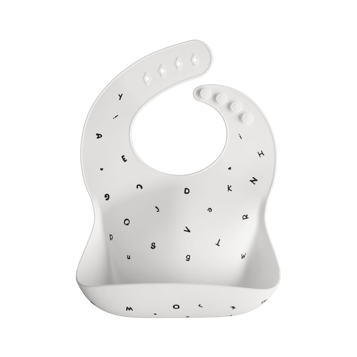 Mushie silicone bib with adjustable neck for growing babies during meals