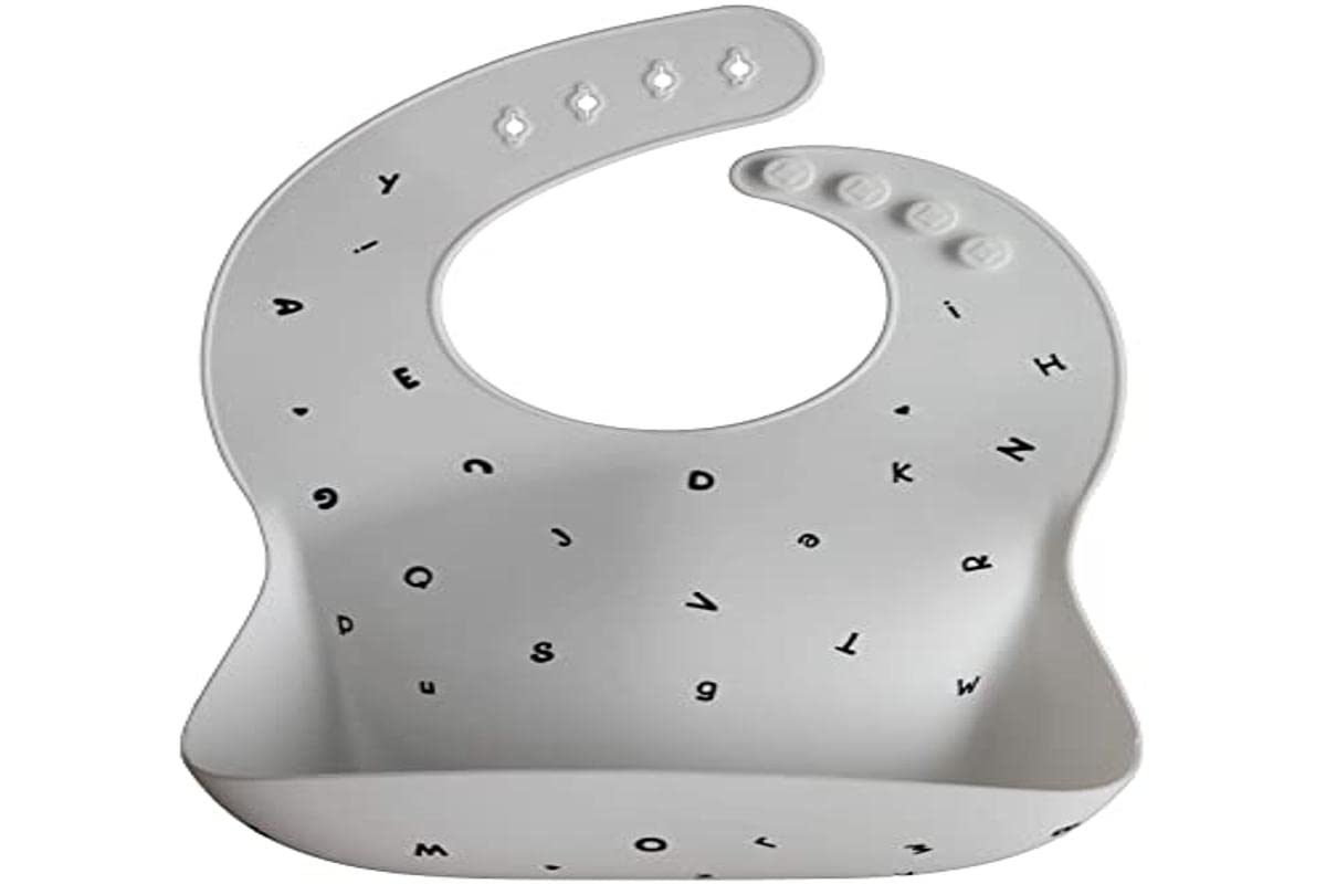 Mushie BPA-free silicone bib safe for feeding