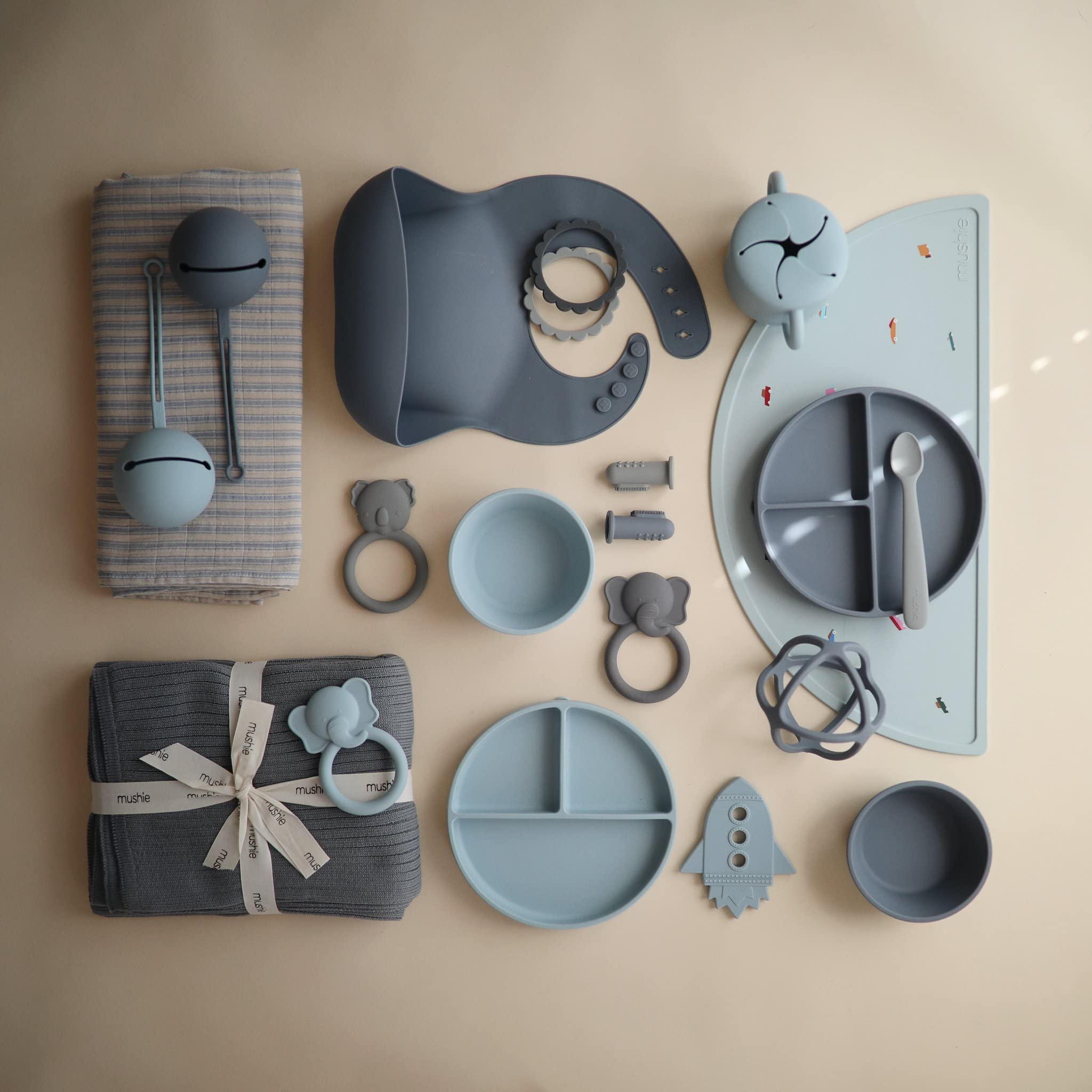 Mushie case powder blue is stain resistant and water-repellent.