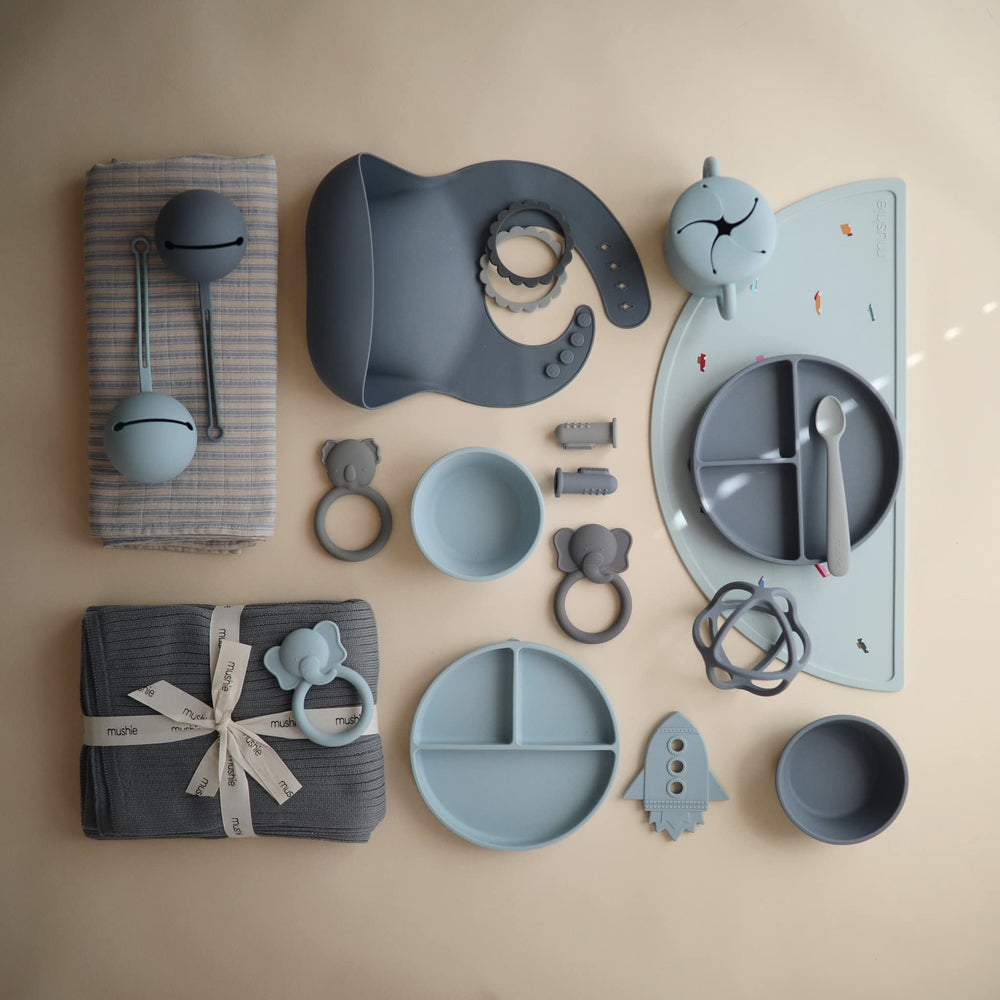Mushie case powder blue is stain resistant and water-repellent.