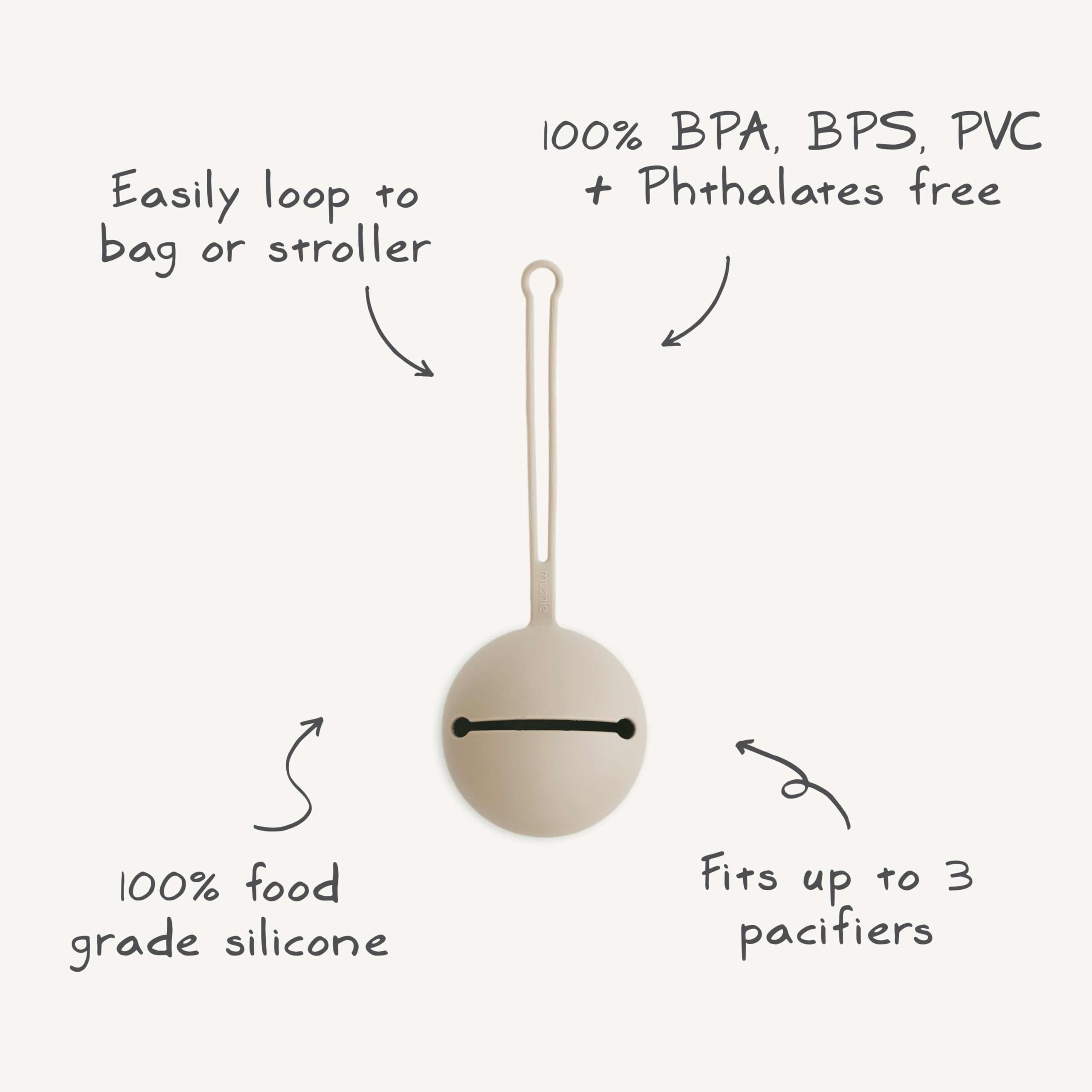 BPA-free and phthalate-free Mushie material for worry-free on-the-go parenting