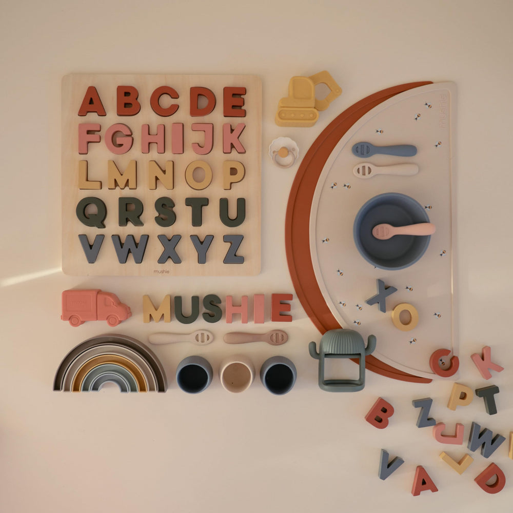 Mushie placemat made from BPA-free silicone for safe dining