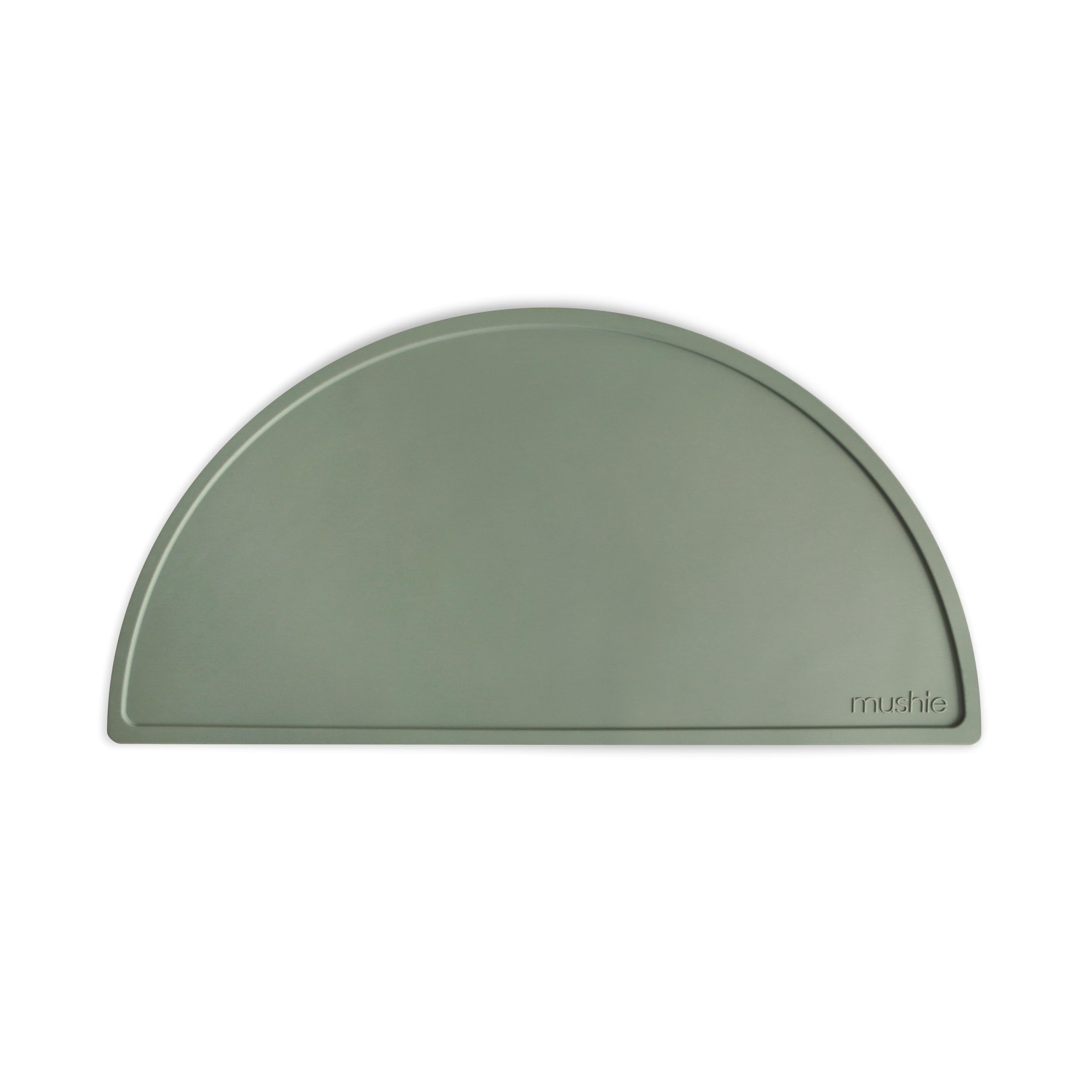 Mushie silicone placemat in dried thyme closeup shows non-slip surface for mess-free meals.
