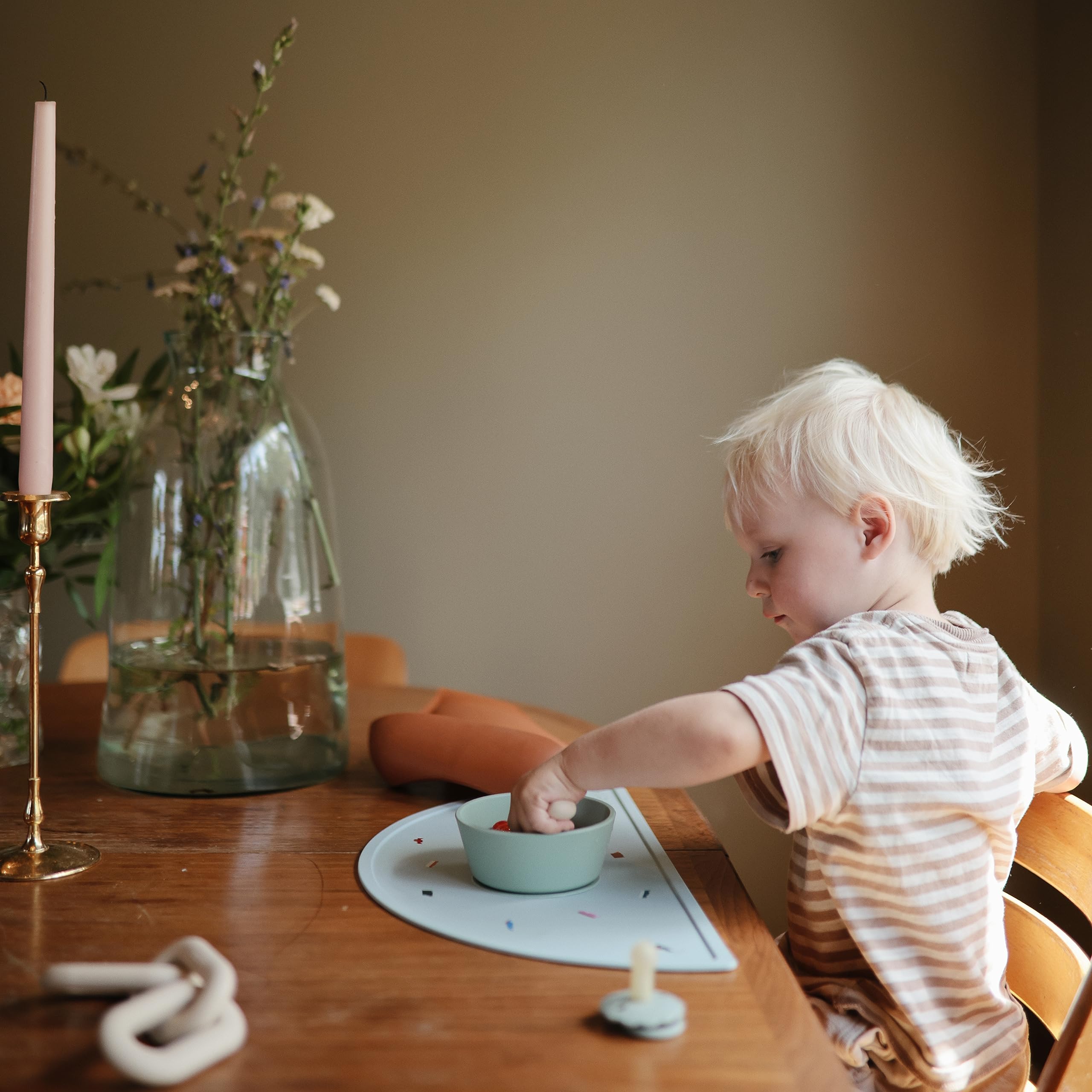 Mushie silicone placemat uses BPA-free material for safe family meals