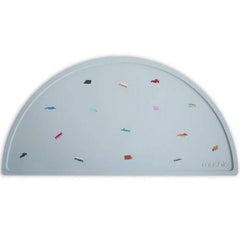 Mushie silicone placemat features an easy-clean surface that resists stains