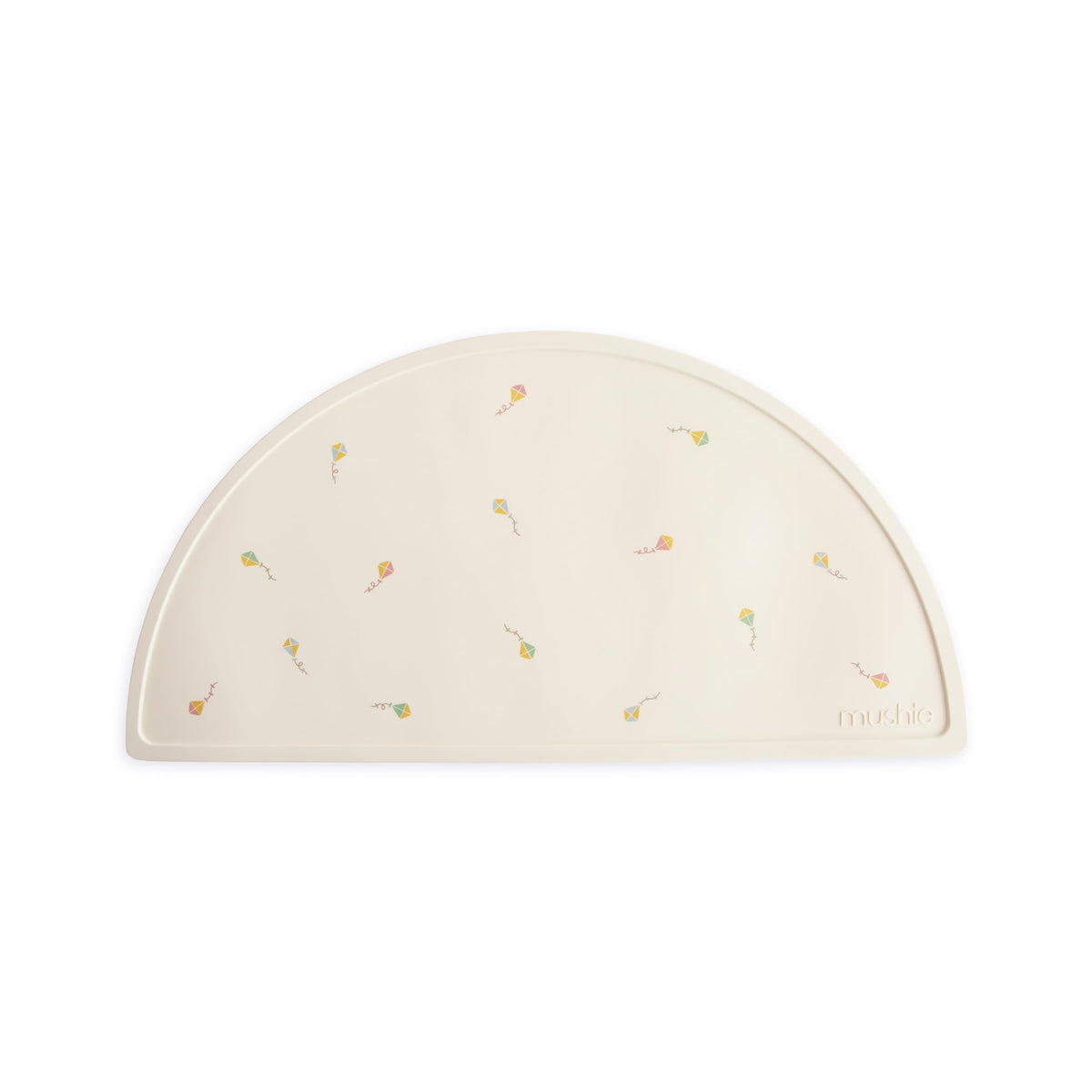 Mushie silicone placemat closeup demonstrates mess-free mealtimes and easy cleanup