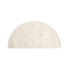 Mushie silicone placemat closeup demonstrates mess-free mealtimes and easy cleanup