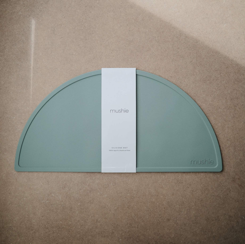 Mushie placemat non-slip base helps keep bowls steady during kid-friendly meals