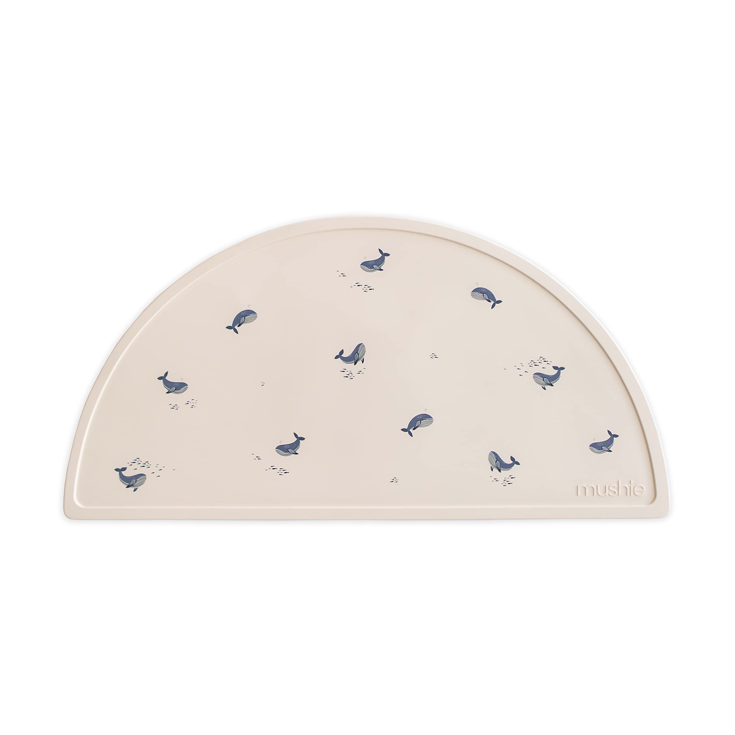 Mushie silicone placemat whales closeup highlights playful design and BPA-free safety.