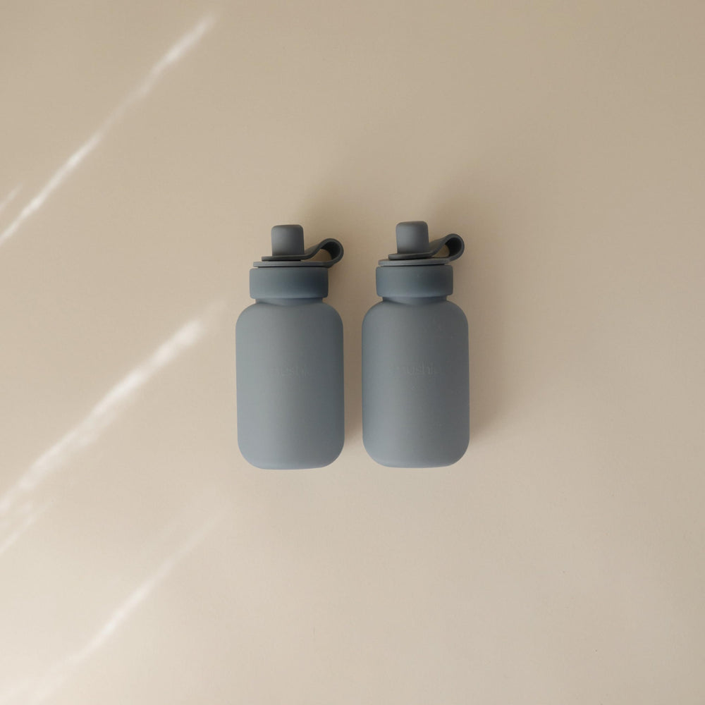 Mushie puree pouch 2-pack filled for on-the-go serving