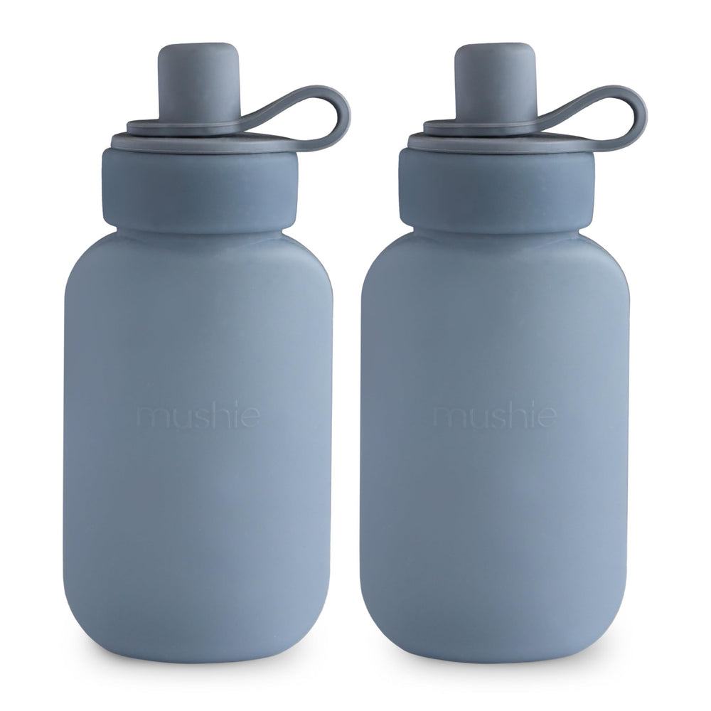 Mushie silicone puree pouch 2-pack front view for mess-free feeding