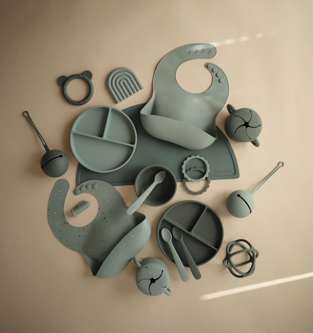 Mushie teether air-drying after washing for quick reuse
