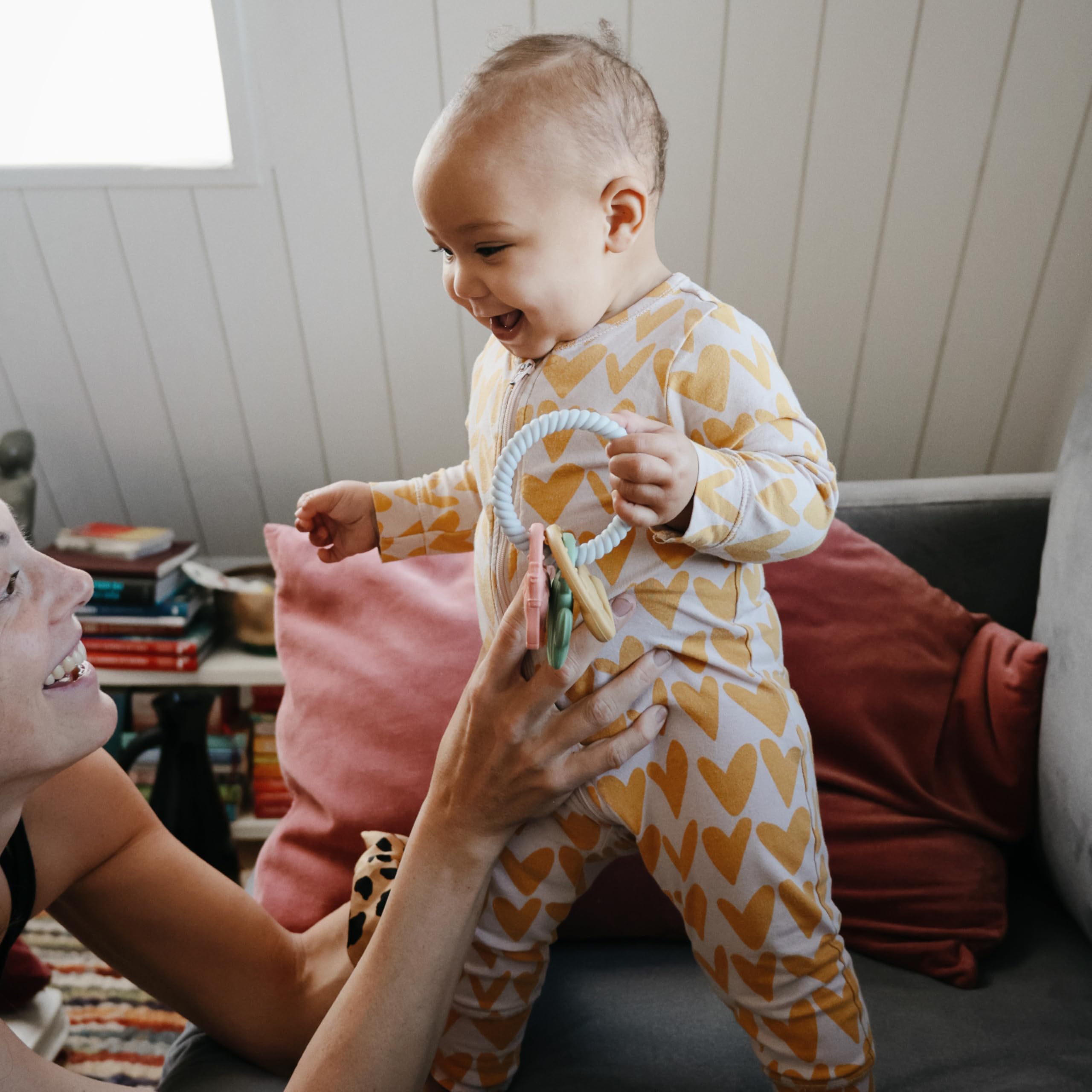 Mushie silicone western teething ring soft surface for gentle chewing
