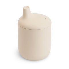 Mushie sippy cup front view shows 6 oz capacity for easy sipping