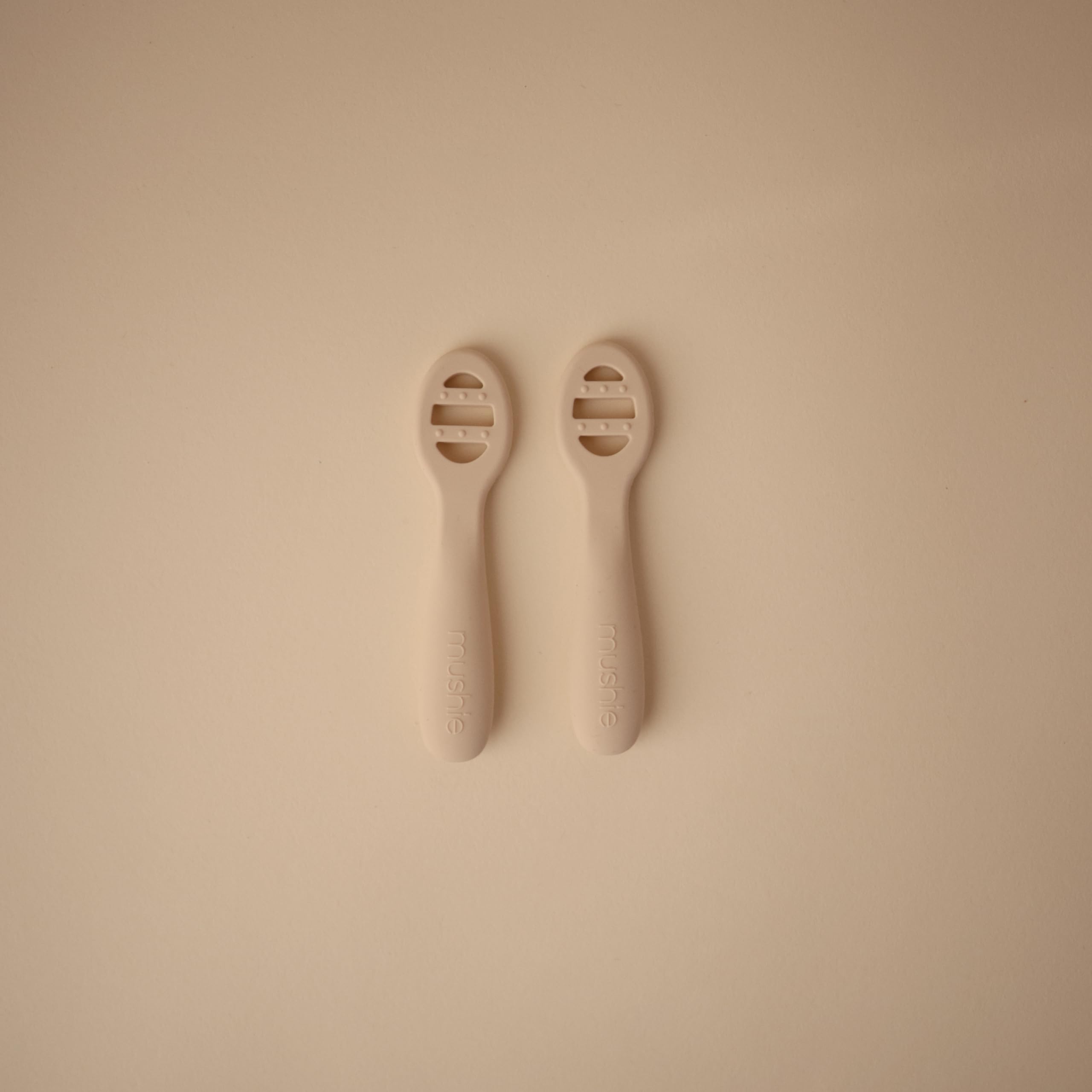 Mushie soft silicone spoons gentle on tender gums