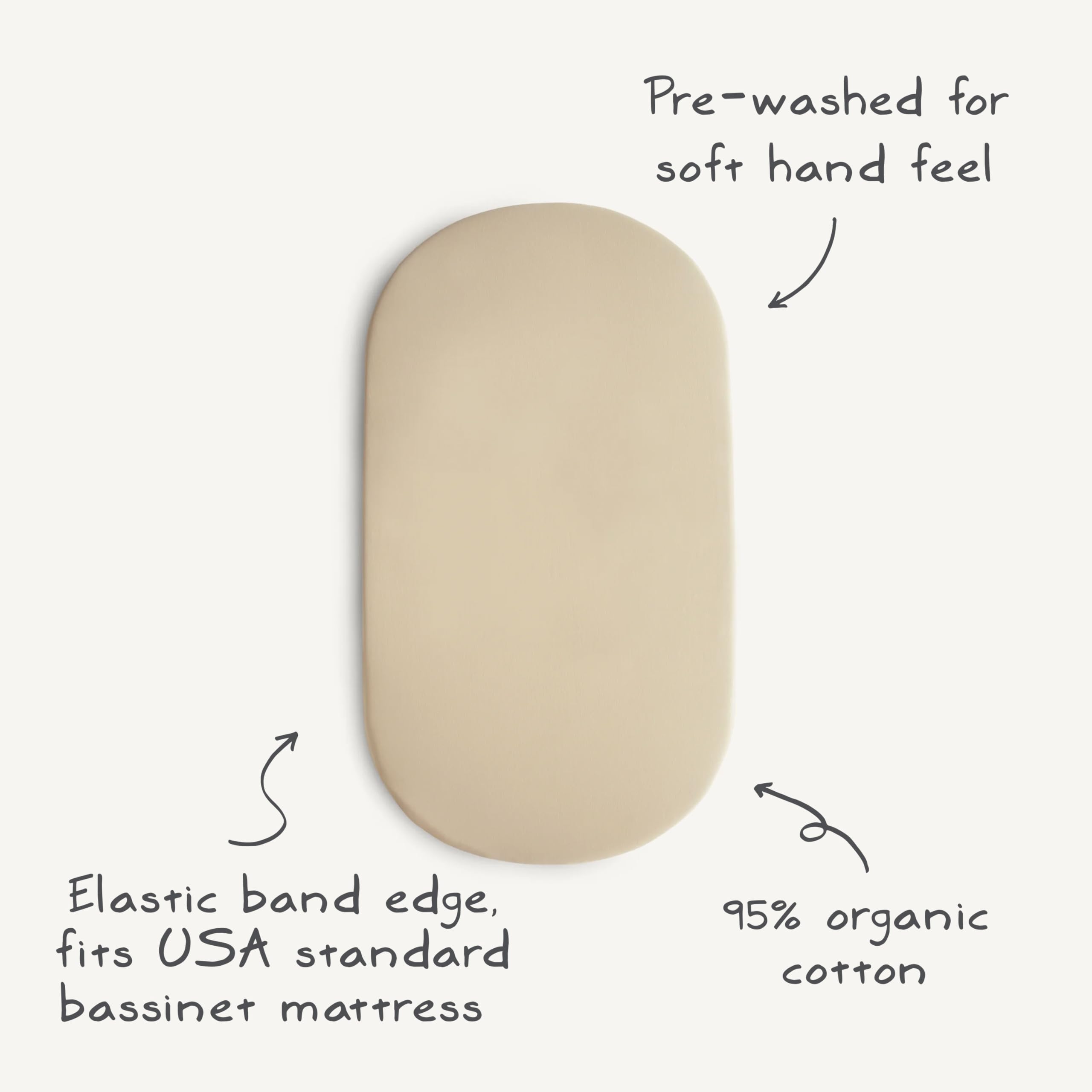 Mushie Roman Green bassinet sheet brand story emphasis
