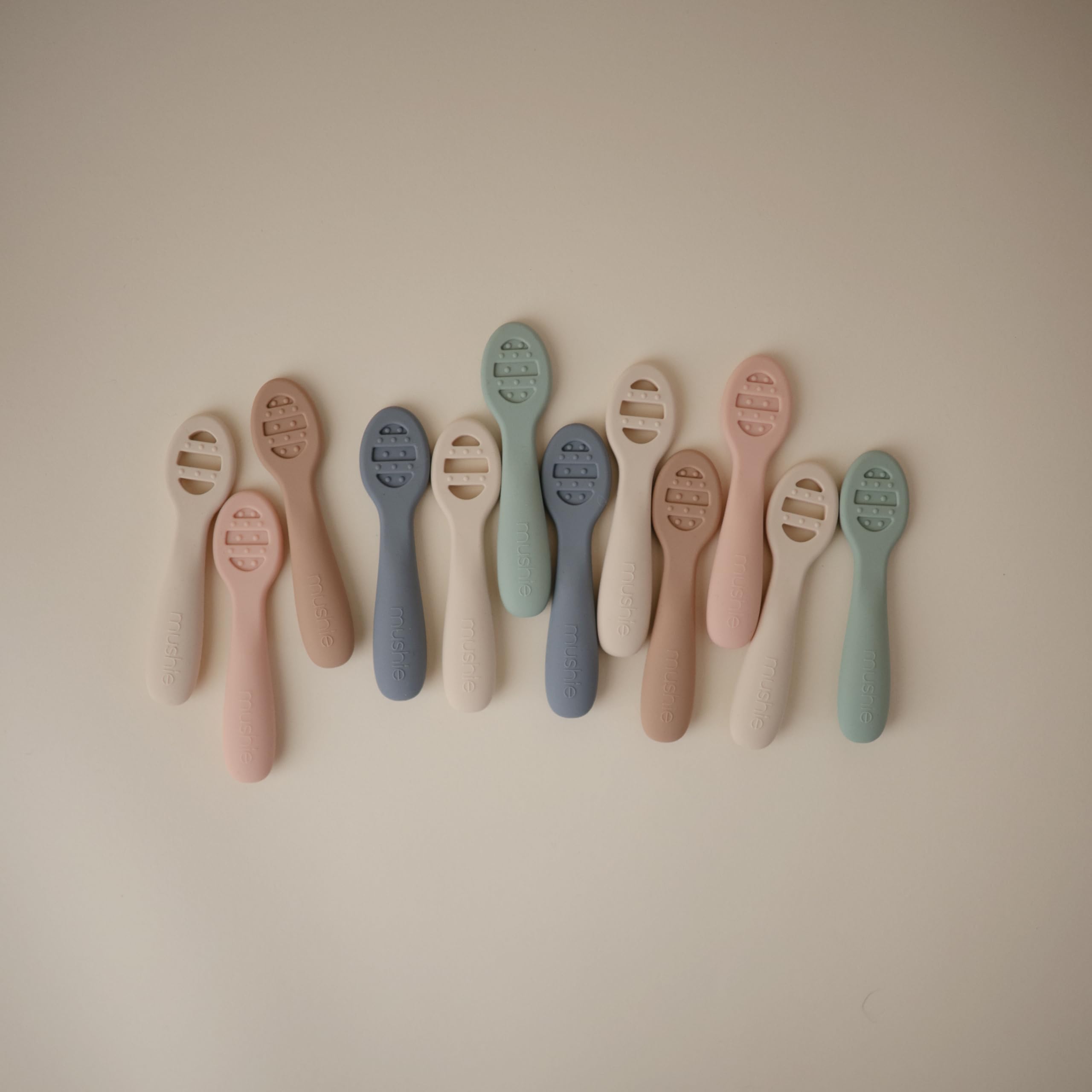 Mushie Tradewinds shifting-sand tone spoons for everyday meals